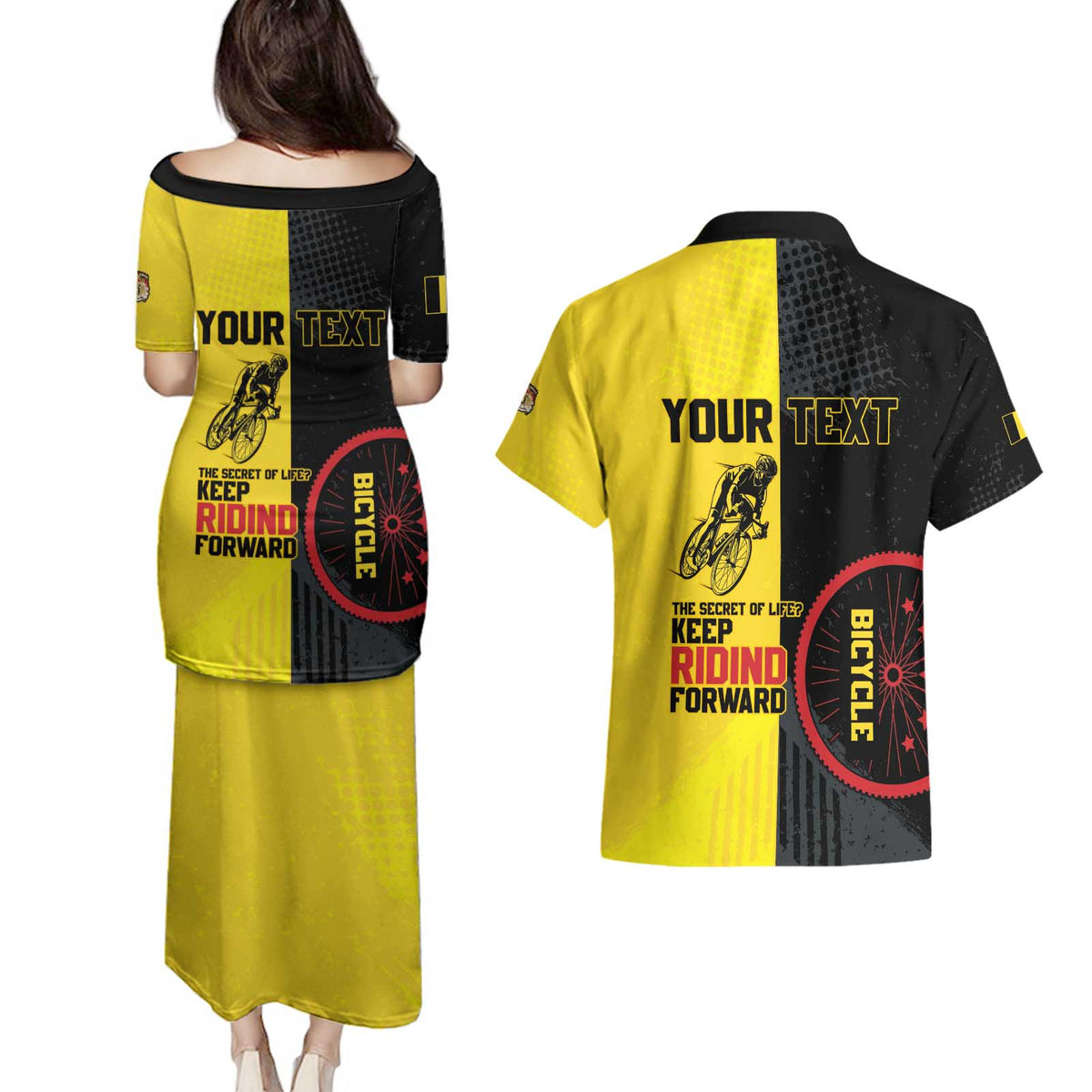 Personalized Belgium Cycling Couples Matching Puletasi and Hawaiian Shirt Just Enjoy The Ride - Wonder Print Shop