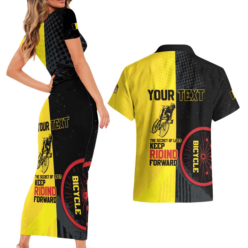 Personalized Belgium Cycling Couples Matching Short Sleeve Bodycon Dress and Hawaiian Shirt Just Enjoy The Ride - Wonder Print Shop
