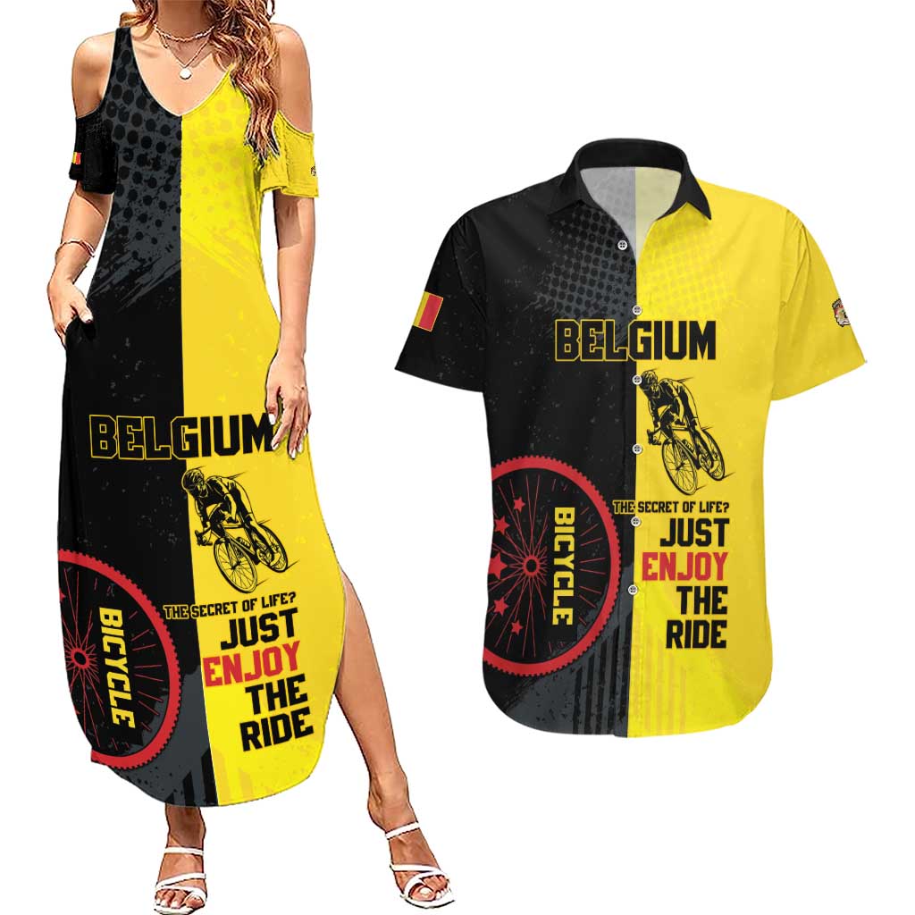 Personalized Belgium Cycling Couples Matching Summer Maxi Dress and Hawaiian Shirt Just Enjoy The Ride - Wonder Print Shop