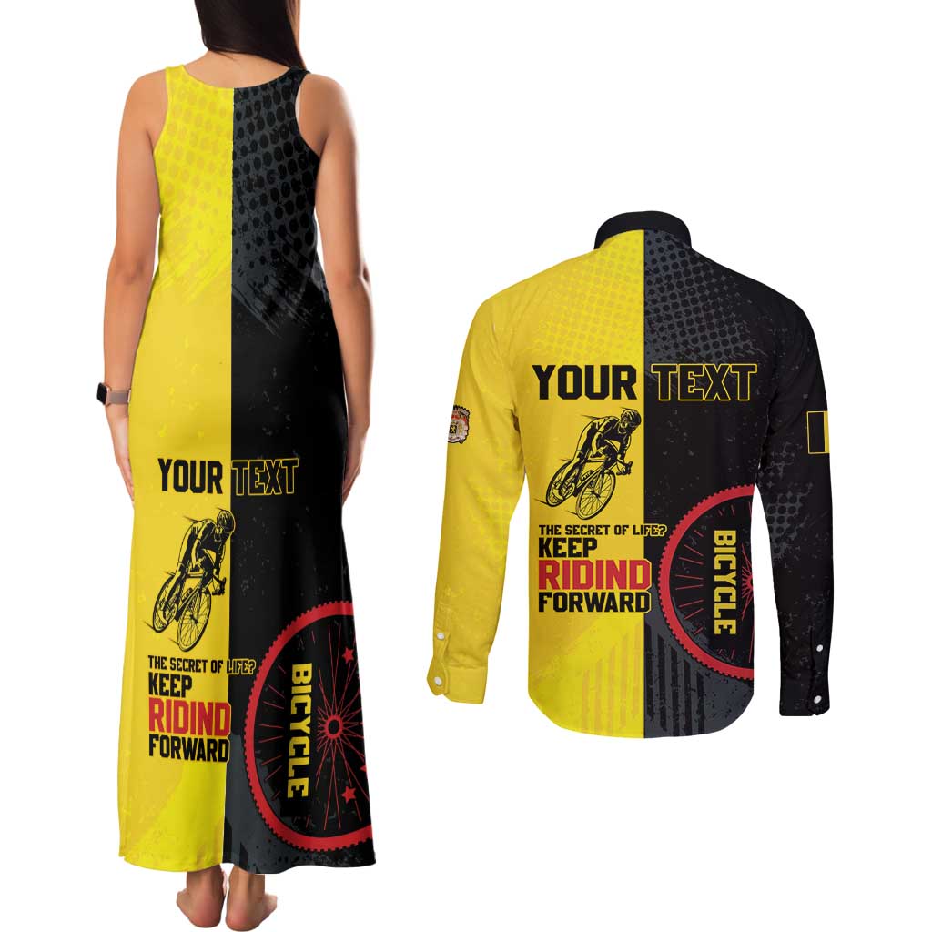 Personalized Belgium Cycling Couples Matching Tank Maxi Dress and Long Sleeve Button Shirt Just Enjoy The Ride - Wonder Print Shop