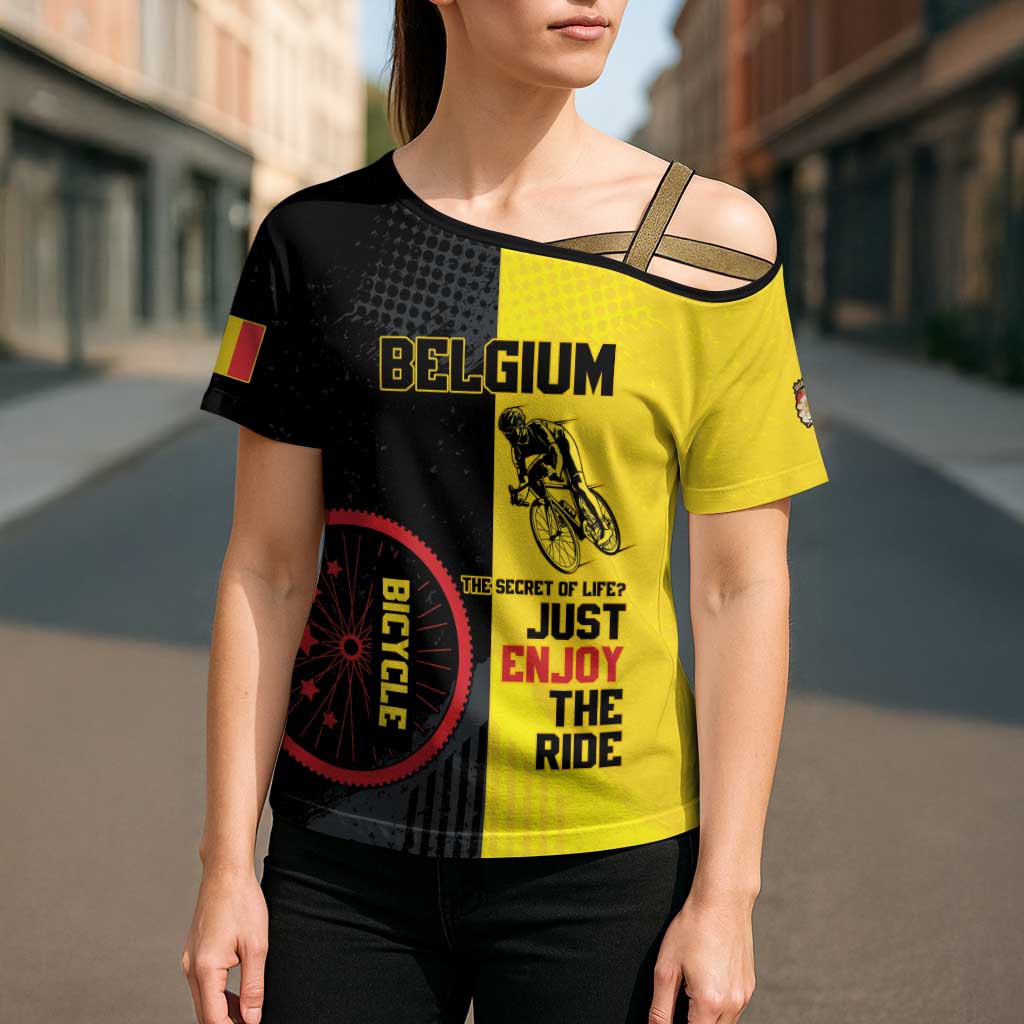 Personalized Belgium Cycling Cross Shoulder Shirt Just Enjoy The Ride - Wonder Print Shop
