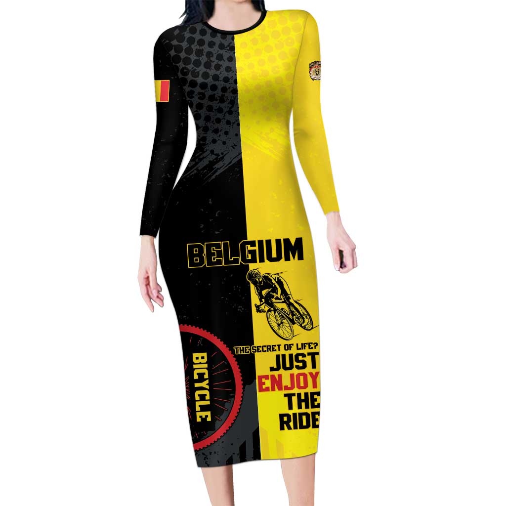 Personalized Belgium Cycling Family Matching Long Sleeve Bodycon Dress and Hawaiian Shirt Just Enjoy The Ride - Wonder Print Shop