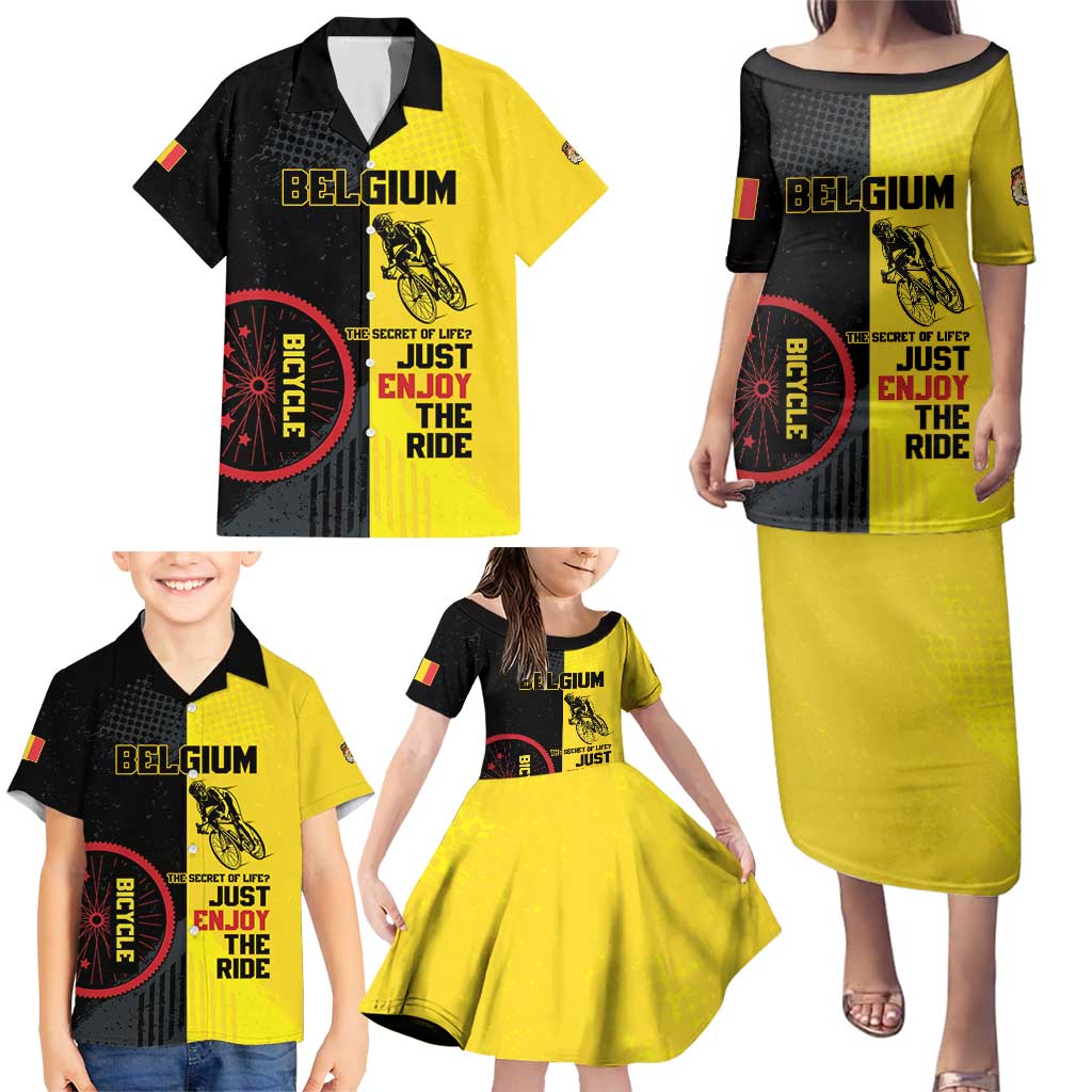 Personalized Belgium Cycling Family Matching Puletasi and Hawaiian Shirt Just Enjoy The Ride - Wonder Print Shop