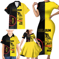 Personalized Belgium Cycling Family Matching Short Sleeve Bodycon Dress and Hawaiian Shirt Just Enjoy The Ride - Wonder Print Shop