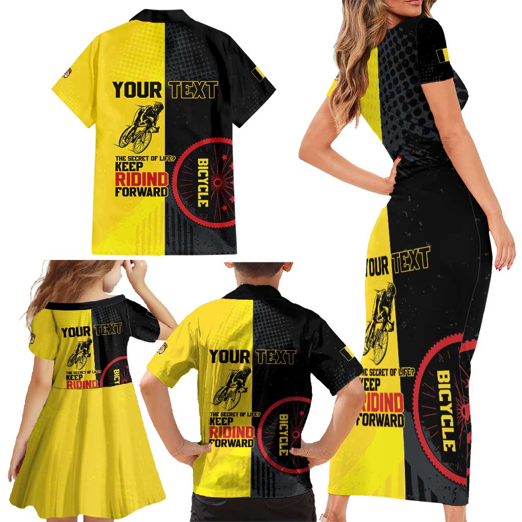Personalized Belgium Cycling Family Matching Short Sleeve Bodycon Dress and Hawaiian Shirt Just Enjoy The Ride - Wonder Print Shop