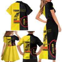 Personalized Belgium Cycling Family Matching Short Sleeve Bodycon Dress and Hawaiian Shirt Just Enjoy The Ride - Wonder Print Shop