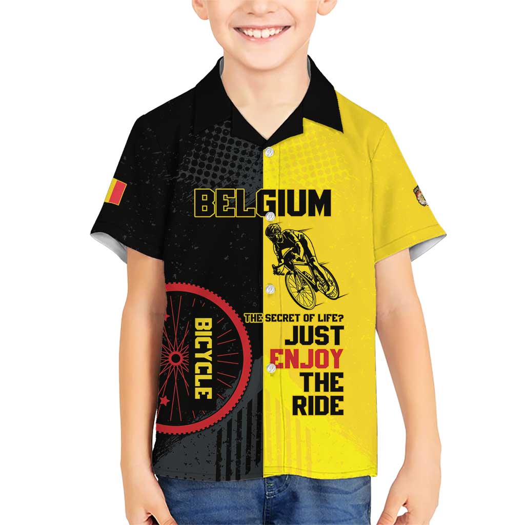 Personalized Belgium Cycling Family Matching Short Sleeve Bodycon Dress and Hawaiian Shirt Just Enjoy The Ride - Wonder Print Shop