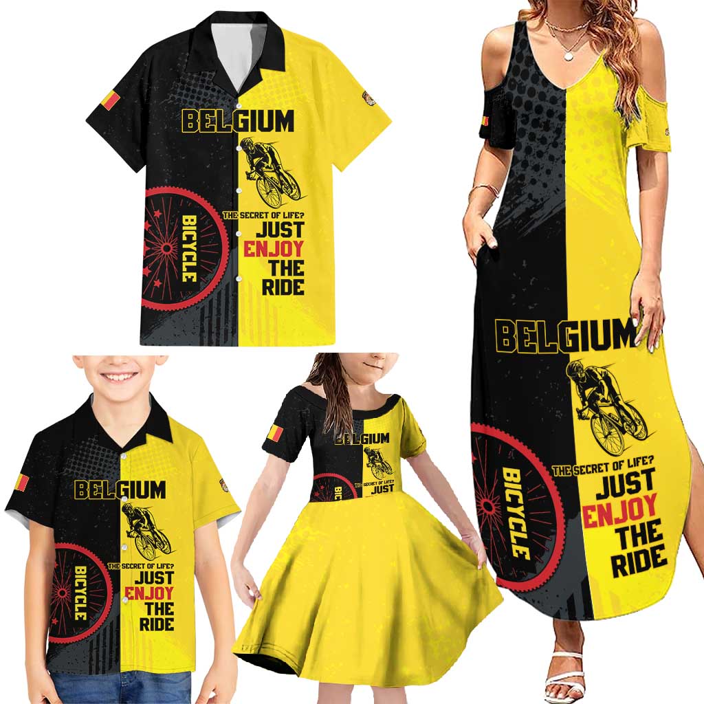 Personalized Belgium Cycling Family Matching Summer Maxi Dress and Hawaiian Shirt Just Enjoy The Ride - Wonder Print Shop