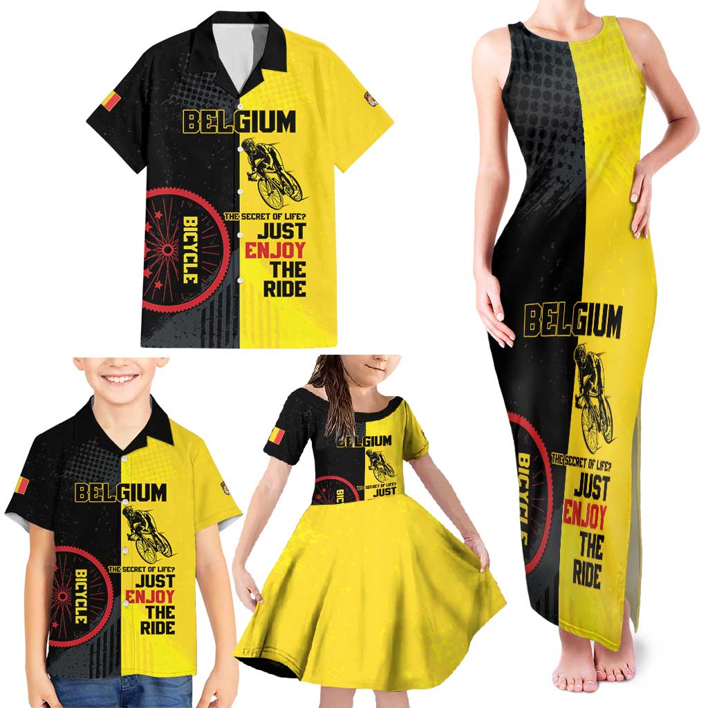 Personalized Belgium Cycling Family Matching Tank Maxi Dress and Hawaiian Shirt Just Enjoy The Ride - Wonder Print Shop