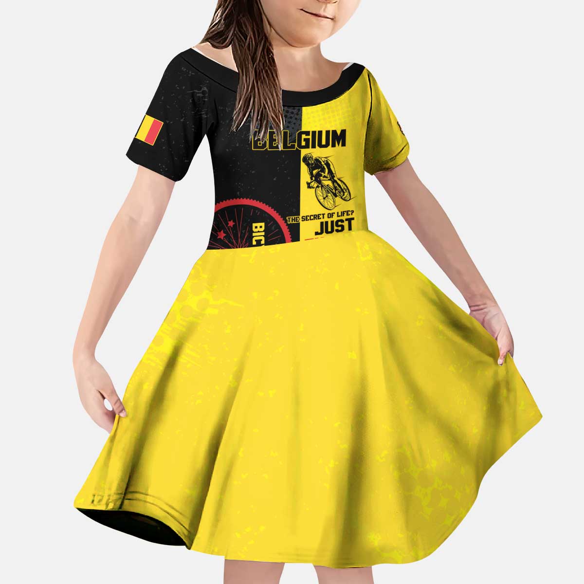 Personalized Belgium Cycling Kid Short Sleeve Dress Just Enjoy The Ride - Wonder Print Shop