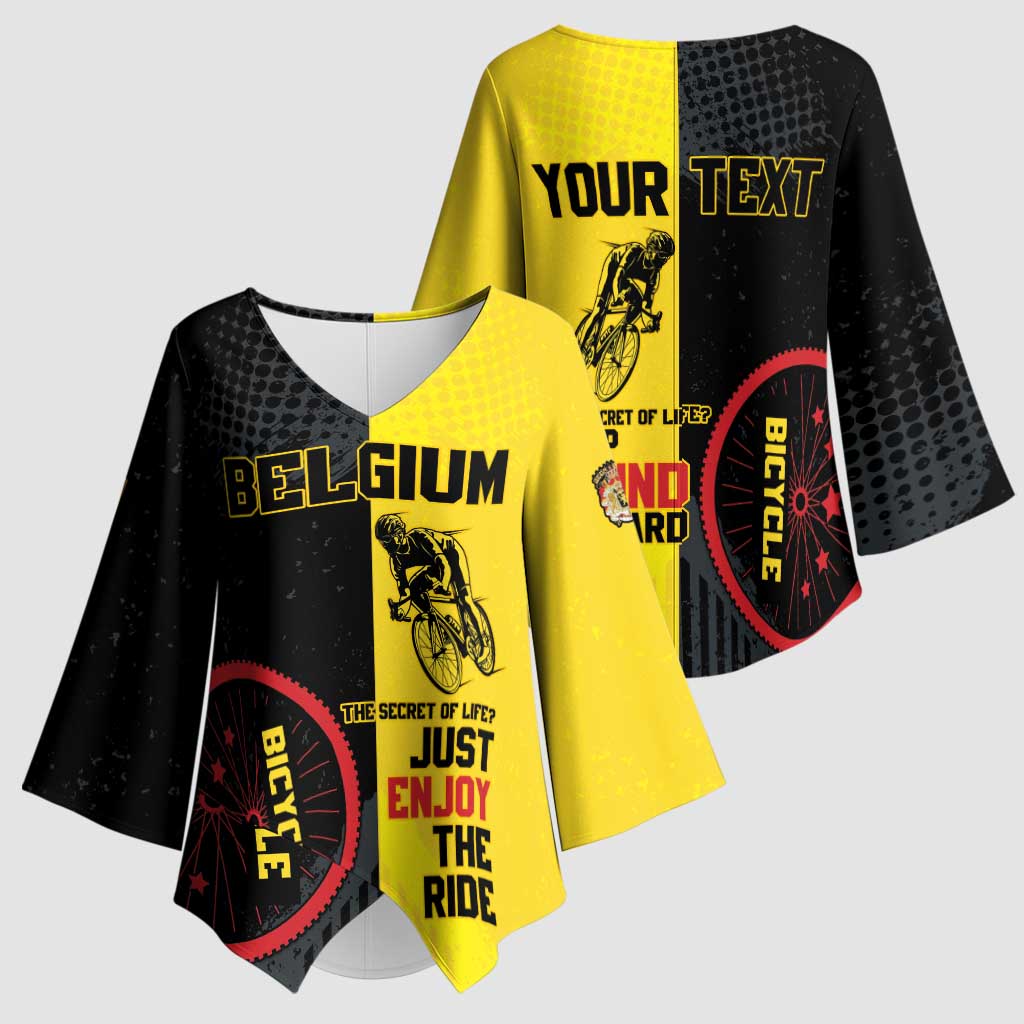 Personalized Belgium Cycling Kimono Sleeve Blouse Just Enjoy The Ride - Wonder Print Shop
