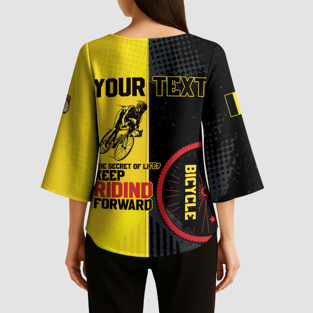 Personalized Belgium Cycling Kimono Sleeve Blouse Just Enjoy The Ride - Wonder Print Shop