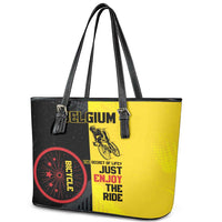 Belgium Cycling Leather Tote Bag Just Enjoy The Ride - Wonder Print Shop