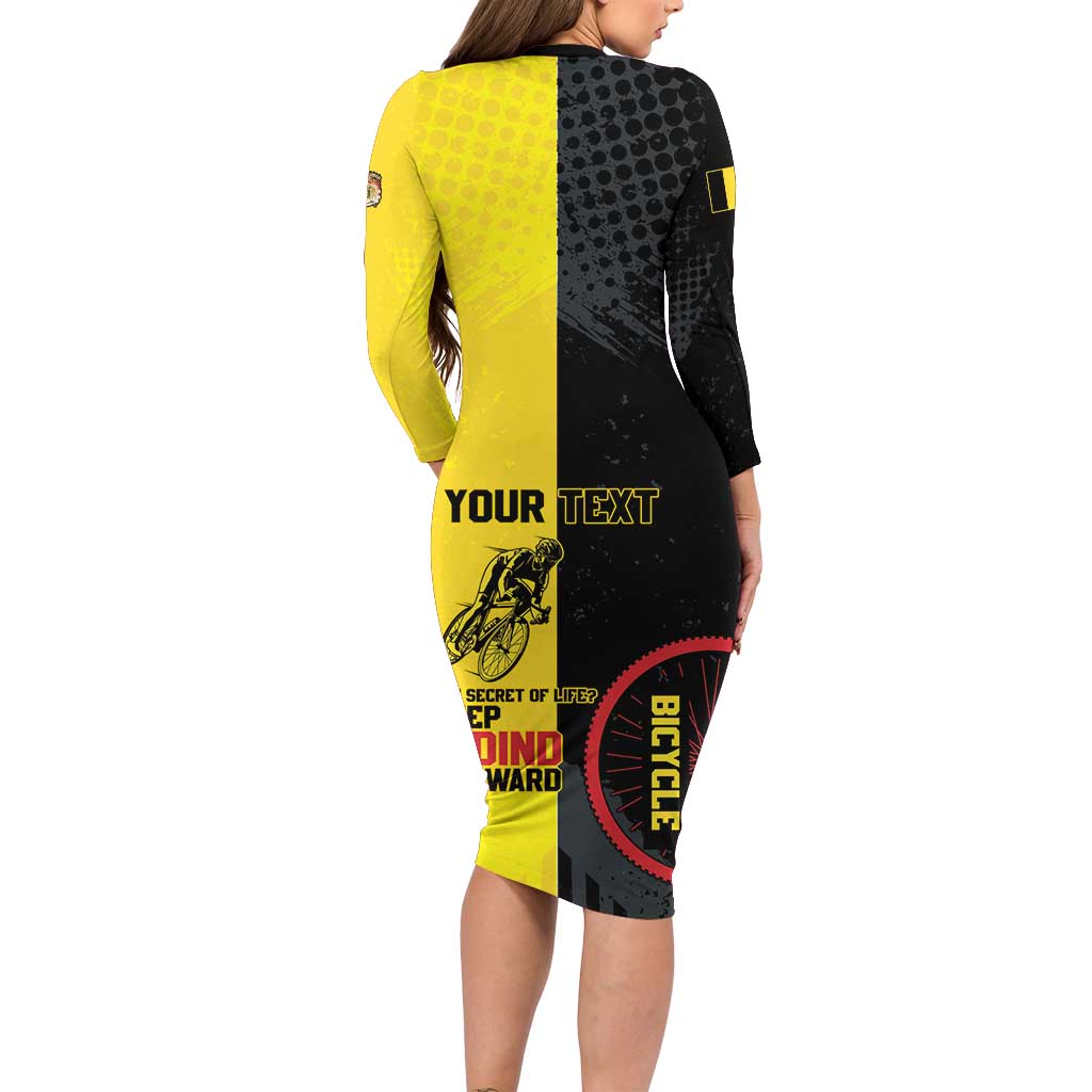 Personalized Belgium Cycling Long Sleeve Bodycon Dress Just Enjoy The Ride - Wonder Print Shop