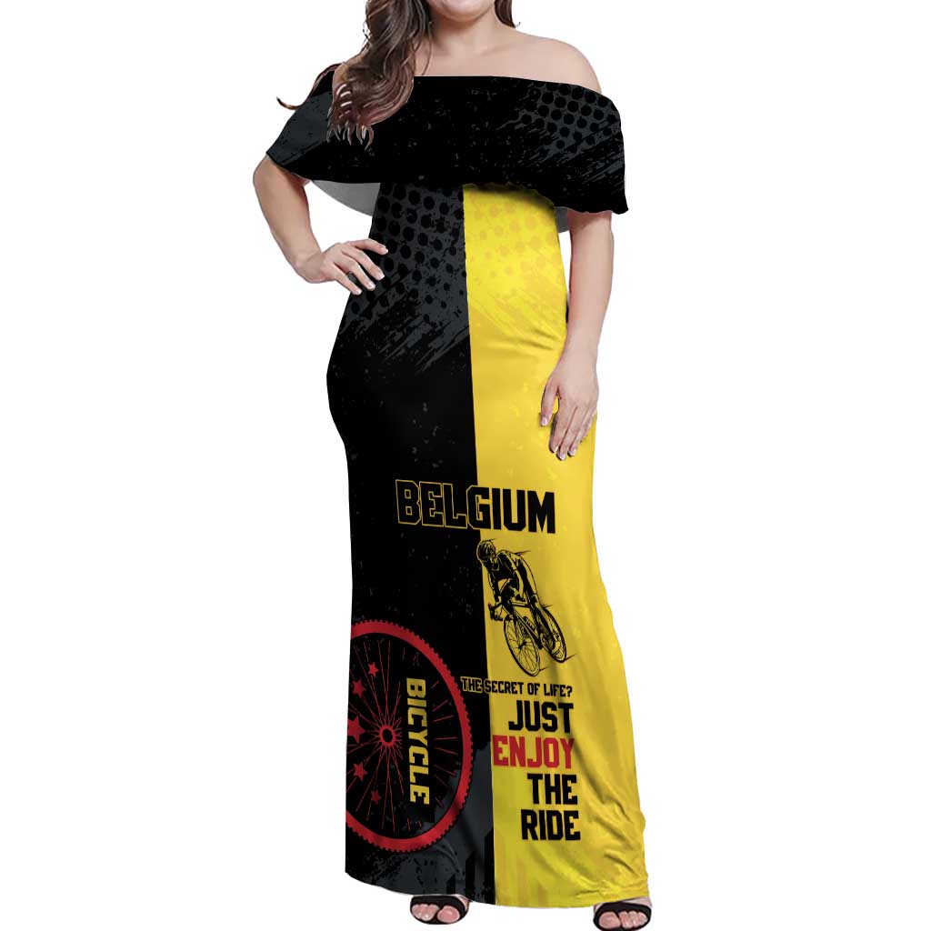 Personalized Belgium Cycling Off Shoulder Maxi Dress Just Enjoy The Ride - Wonder Print Shop