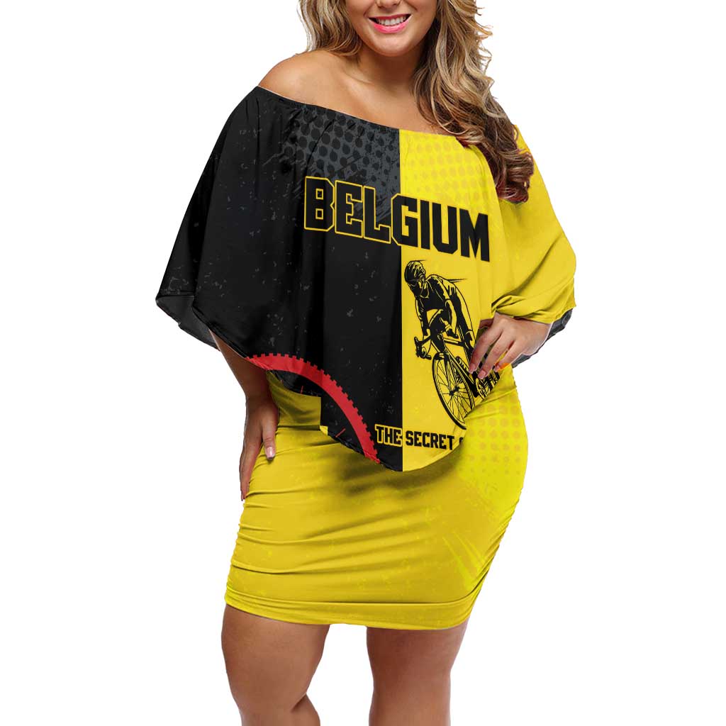 Personalized Belgium Cycling Off Shoulder Short Dress Just Enjoy The Ride - Wonder Print Shop