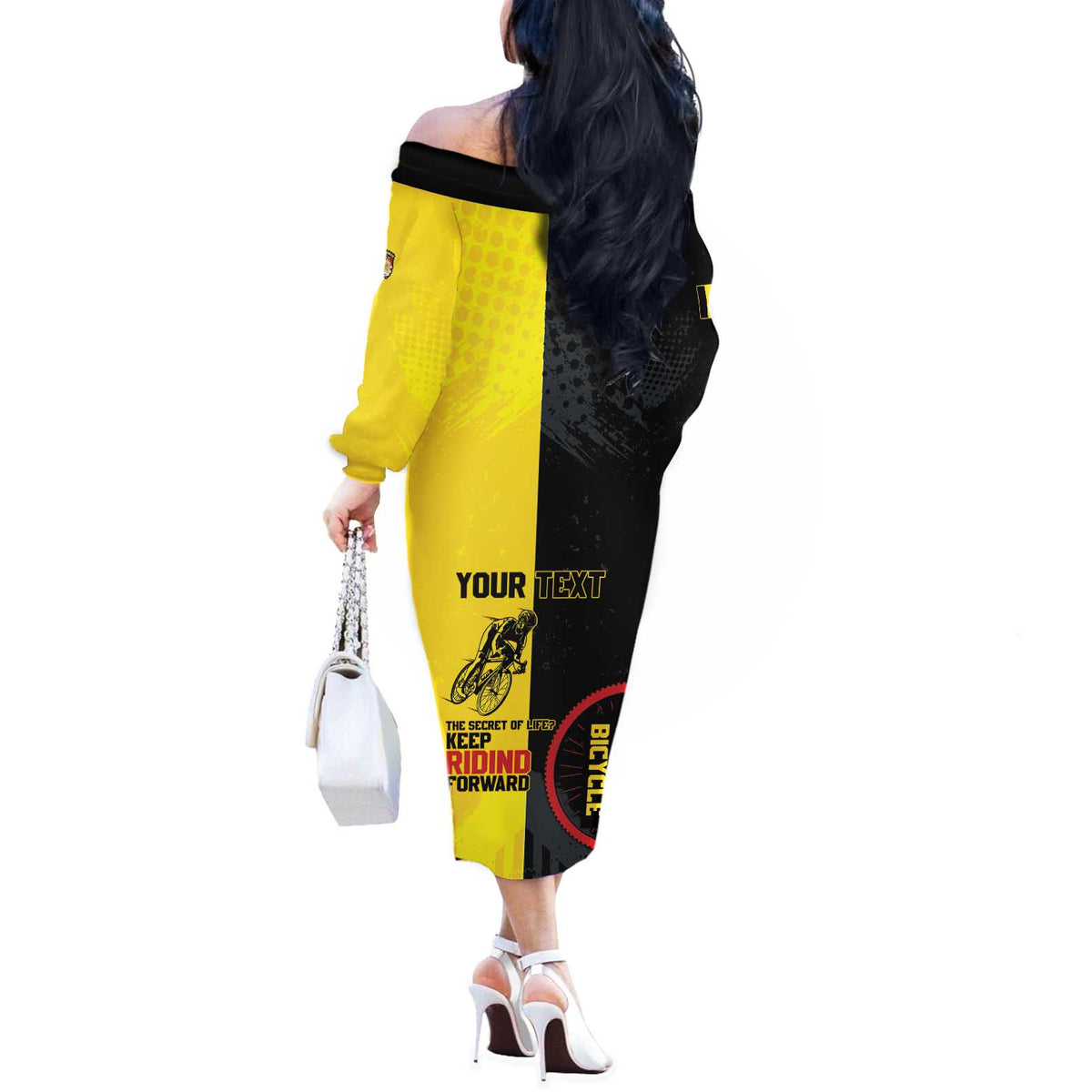 Personalized Belgium Cycling Off The Shoulder Long Sleeve Dress Just Enjoy The Ride - Wonder Print Shop
