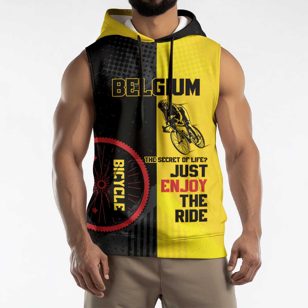Personalized Belgium Cycling Sleeveless Hoodie Just Enjoy The Ride - Wonder Print Shop