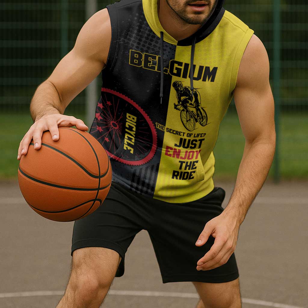 Personalized Belgium Cycling Sleeveless Hoodie Just Enjoy The Ride - Wonder Print Shop