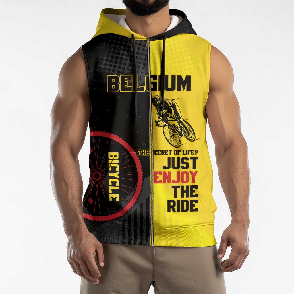 Personalized Belgium Cycling Sleeveless Zip Hoodie Just Enjoy The Ride - Wonder Print Shop