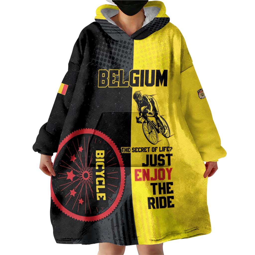 Personalized Belgium Cycling Wearable Blanket Hoodie Just Enjoy The Ride - Wonder Print Shop