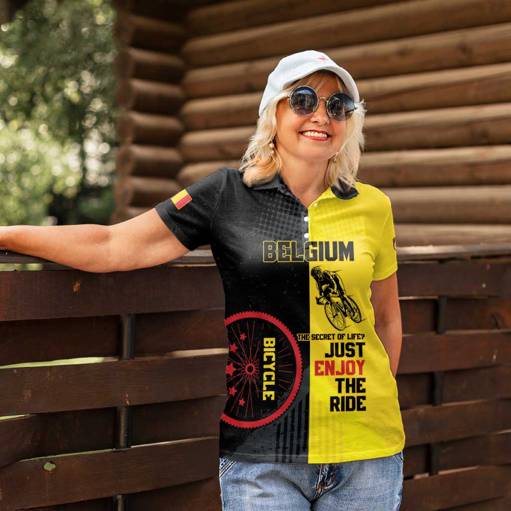 Personalized Belgium Cycling Women Polo Shirt Just Enjoy The Ride - Wonder Print Shop