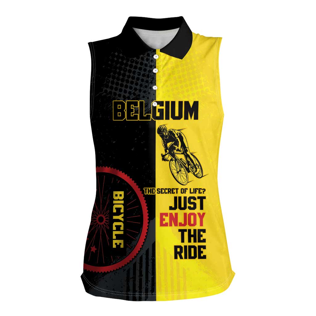 Personalized Belgium Cycling Women Sleeveless Polo Shirt Just Enjoy The Ride - Wonder Print Shop
