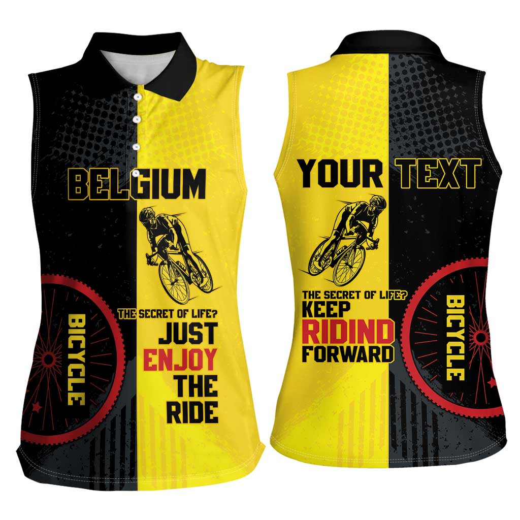Personalized Belgium Cycling Women Sleeveless Polo Shirt Just Enjoy The Ride - Wonder Print Shop