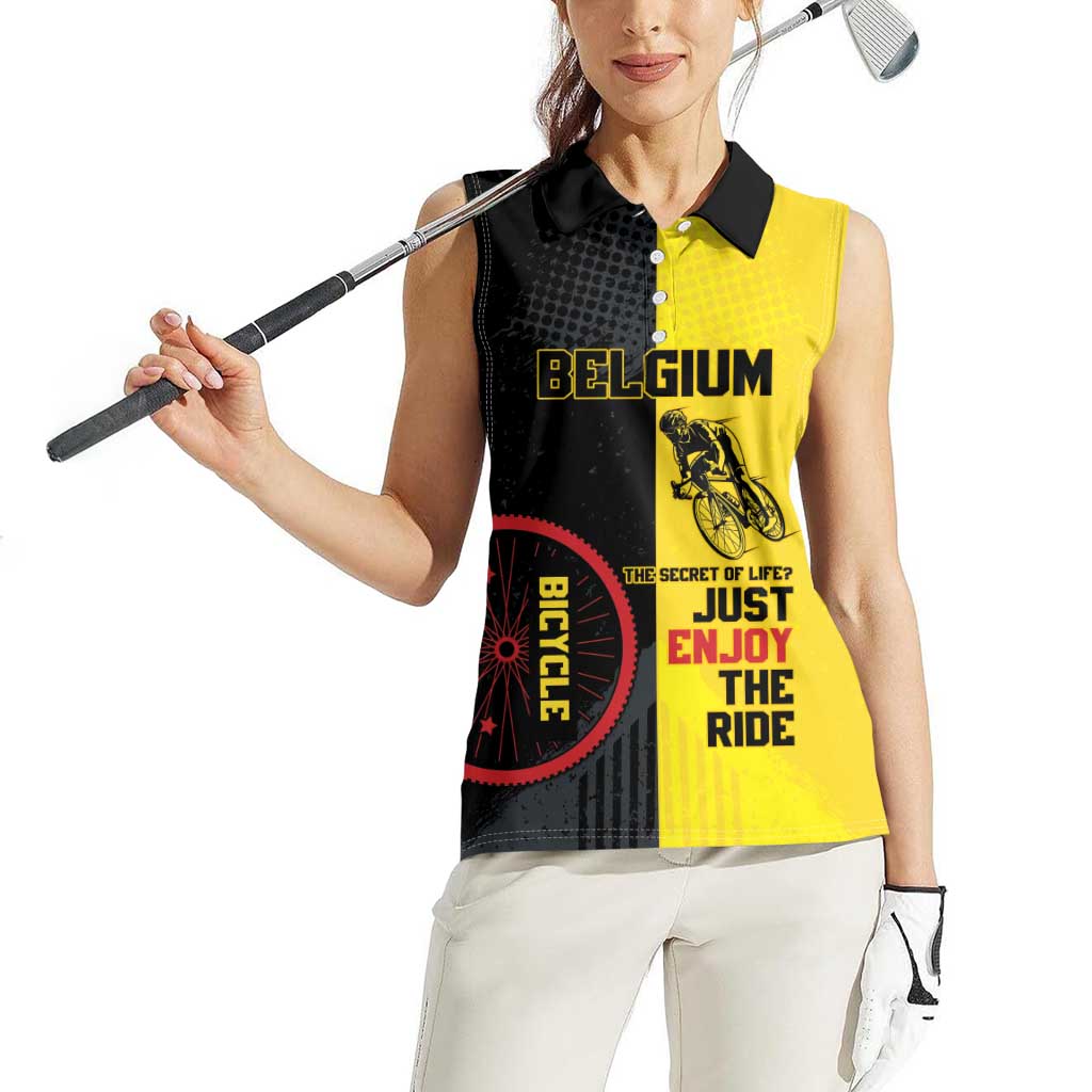 Personalized Belgium Cycling Women Sleeveless Polo Shirt Just Enjoy The Ride - Wonder Print Shop