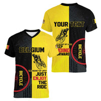Personalized Belgium Cycling Women V-Neck T-Shirt Just Enjoy The Ride - Wonder Print Shop
