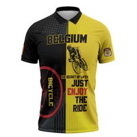 Personalized Belgium Cycling Zipper Polo Shirt Just Enjoy The Ride - Wonder Print Shop