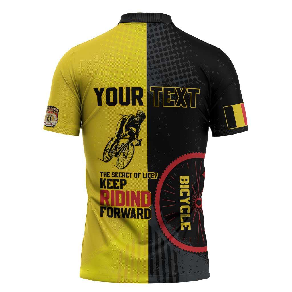 Personalized Belgium Cycling Zipper Polo Shirt Just Enjoy The Ride - Wonder Print Shop