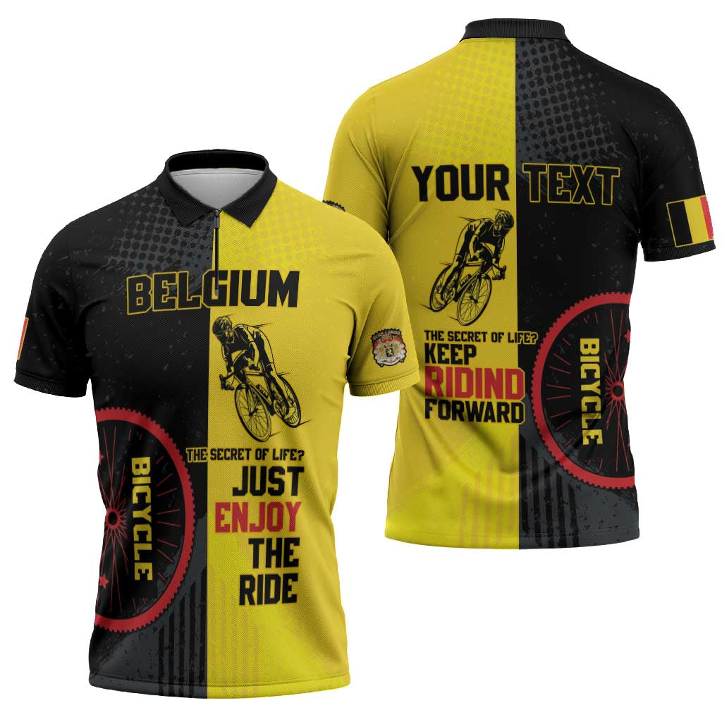 Personalized Belgium Cycling Zipper Polo Shirt Just Enjoy The Ride - Wonder Print Shop