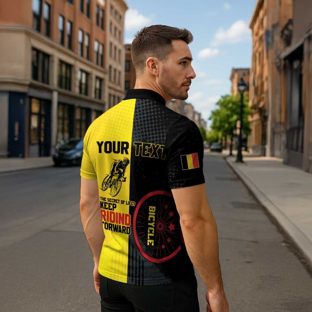 Personalized Belgium Cycling Zipper Polo Shirt Just Enjoy The Ride - Wonder Print Shop