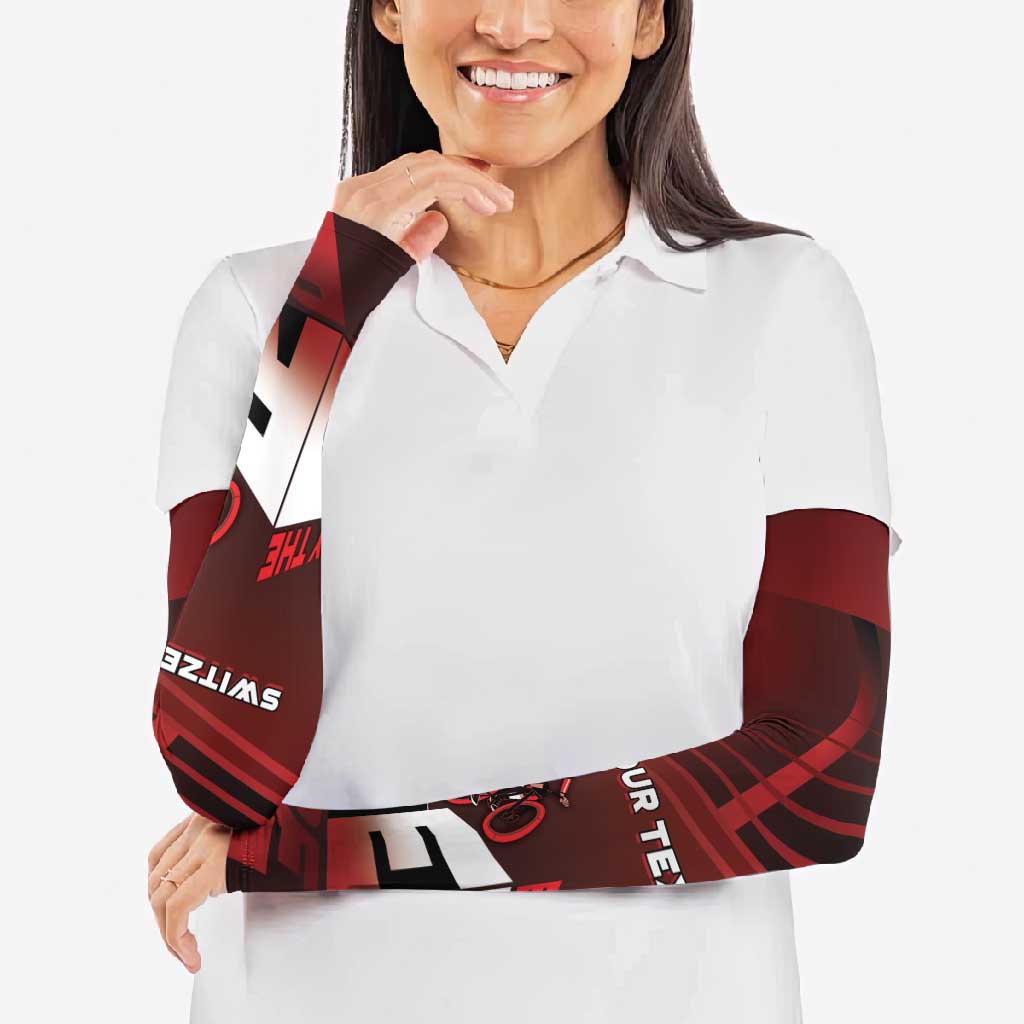 Personalized Switzerland Cycling Arm Sleeves Sporty Style - Wonder Print Shop