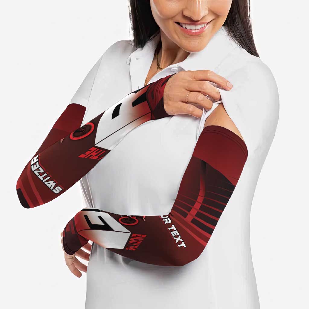 Personalized Switzerland Cycling Arm Sleeves Sporty Style - Wonder Print Shop