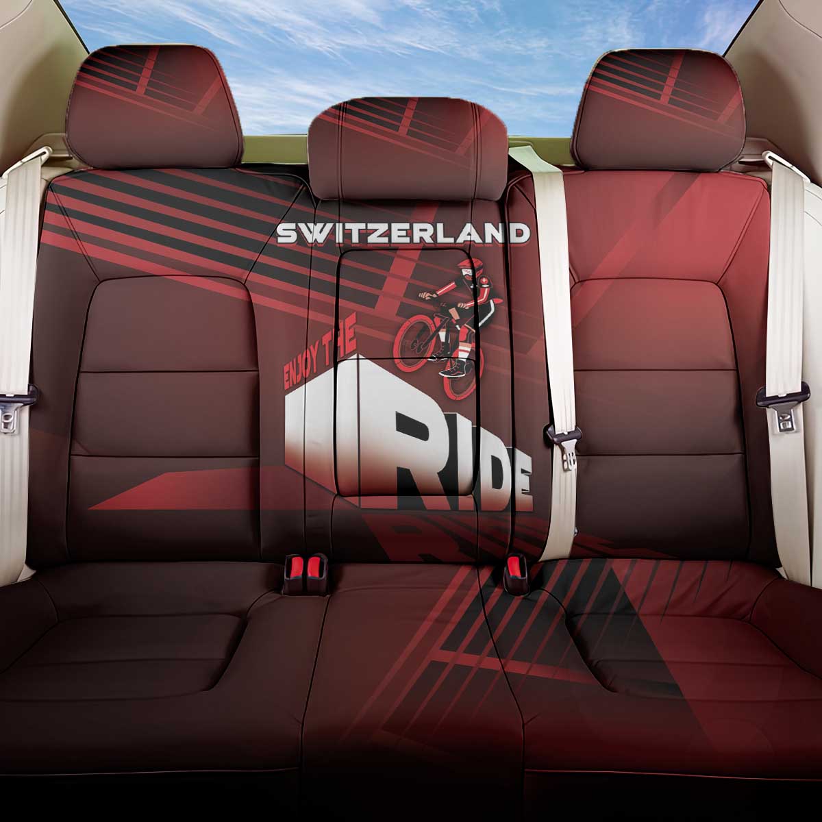 Switzerland Cycling Back Car Seat Cover Sporty Style - Wonder Print Shop