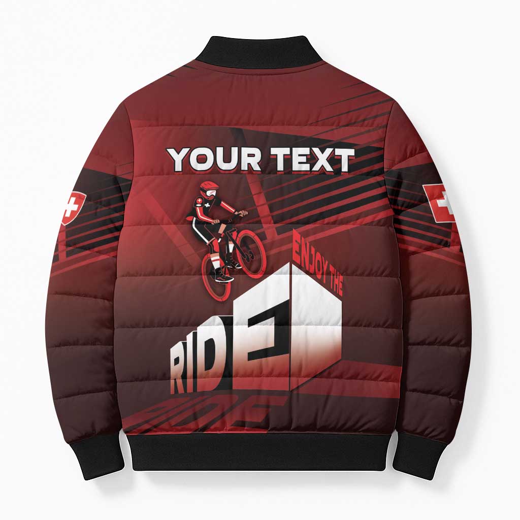Personalized Switzerland Cycling Bomber Puffer Jacket Sporty Style - Wonder Print Shop