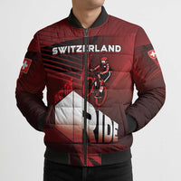 Personalized Switzerland Cycling Bomber Puffer Jacket Sporty Style - Wonder Print Shop