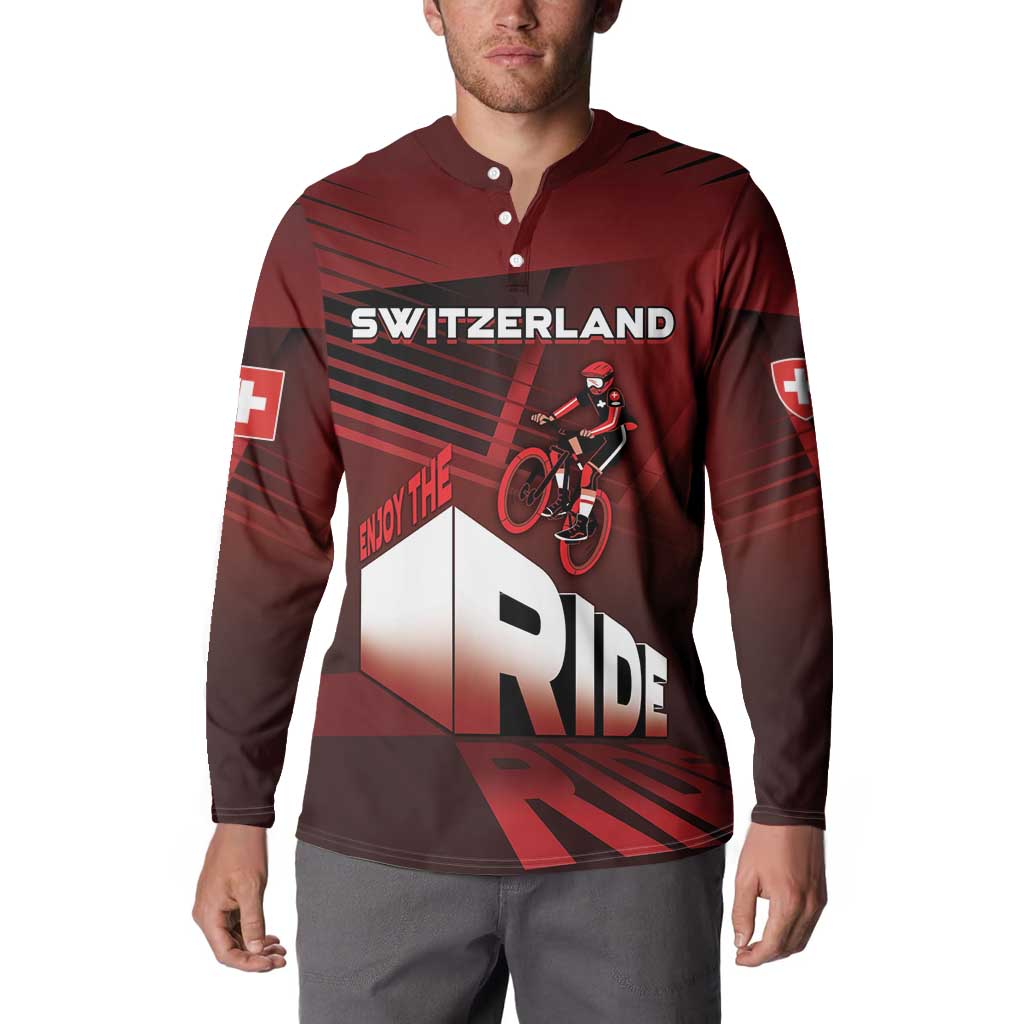 Personalized Switzerland Cycling Button Sweatshirt Sporty Style - Wonder Print Shop