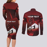 Personalized Switzerland Cycling Couples Matching Long Sleeve Bodycon Dress and Long Sleeve Button Shirt Sporty Style - Wonder Print Shop