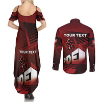 Personalized Switzerland Cycling Couples Matching Summer Maxi Dress and Long Sleeve Button Shirt Sporty Style - Wonder Print Shop