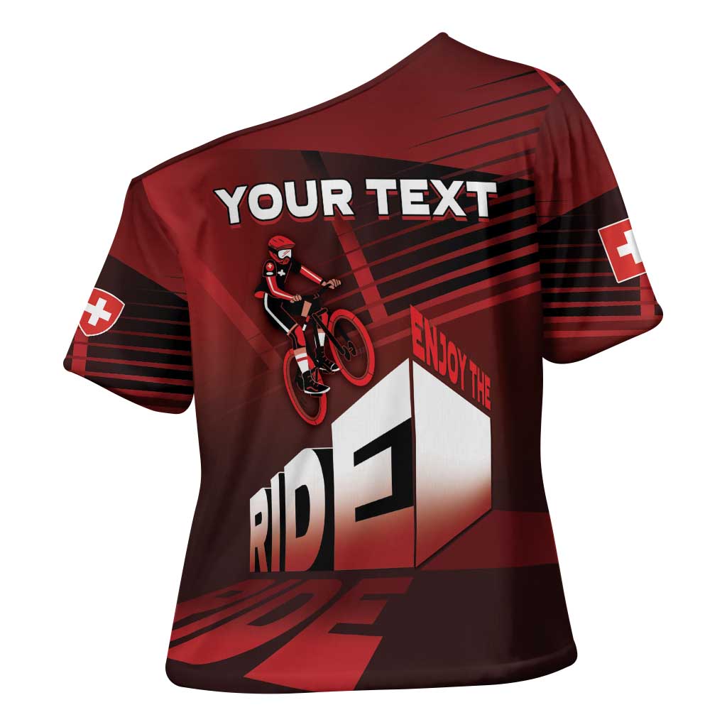 Personalized Switzerland Cycling Cross Shoulder Shirt Sporty Style - Wonder Print Shop