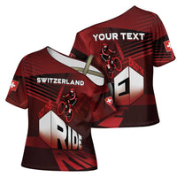 Personalized Switzerland Cycling Cross Shoulder Shirt Sporty Style - Wonder Print Shop