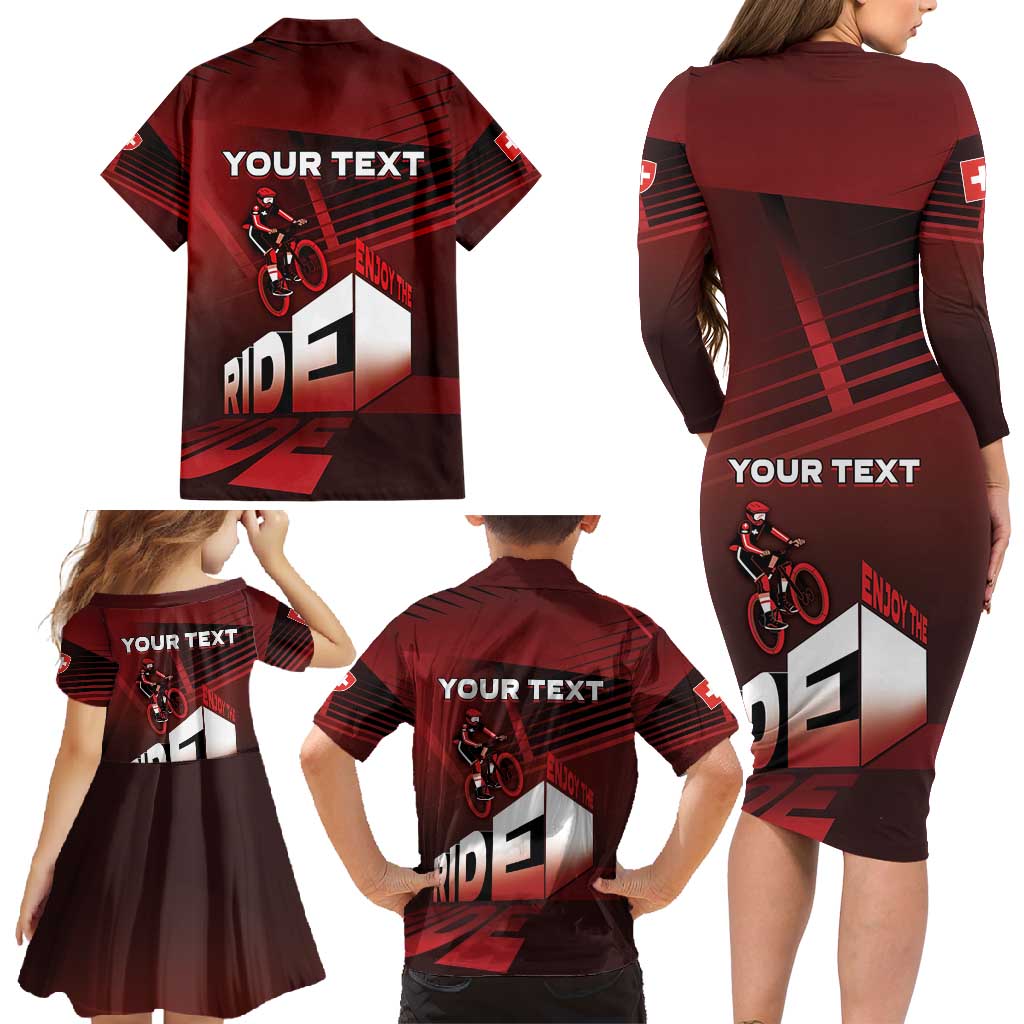 Personalized Switzerland Cycling Family Matching Long Sleeve Bodycon Dress and Hawaiian Shirt Sporty Style - Wonder Print Shop