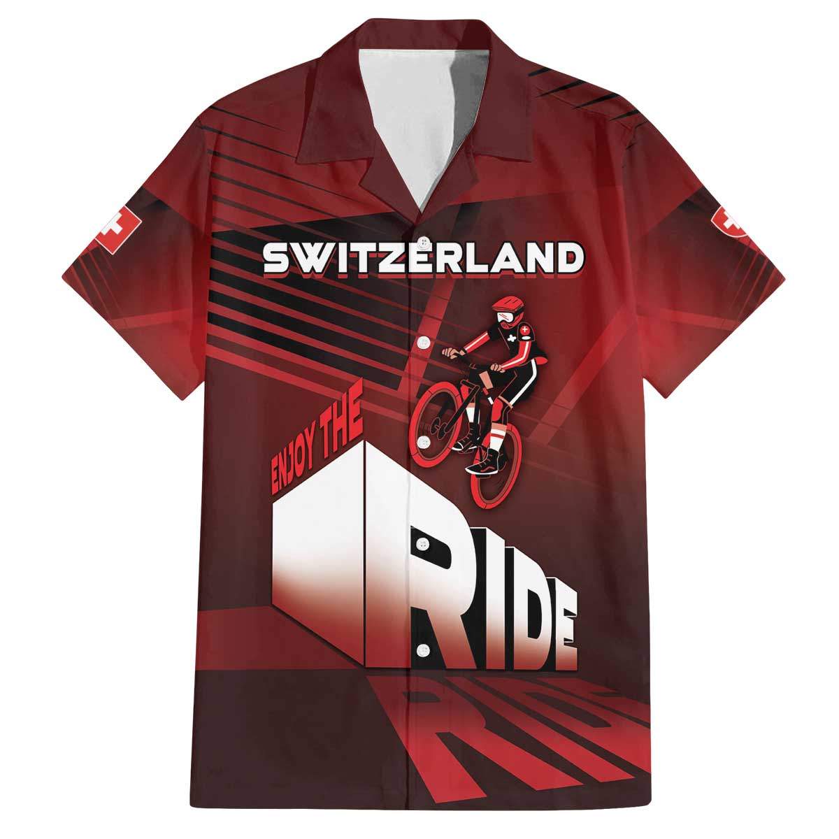 Personalized Switzerland Cycling Family Matching Off The Shoulder Long Sleeve Dress and Hawaiian Shirt Sporty Style - Wonder Print Shop