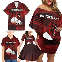Personalized Switzerland Cycling Family Matching Off Shoulder Short Dress and Hawaiian Shirt Sporty Style - Wonder Print Shop