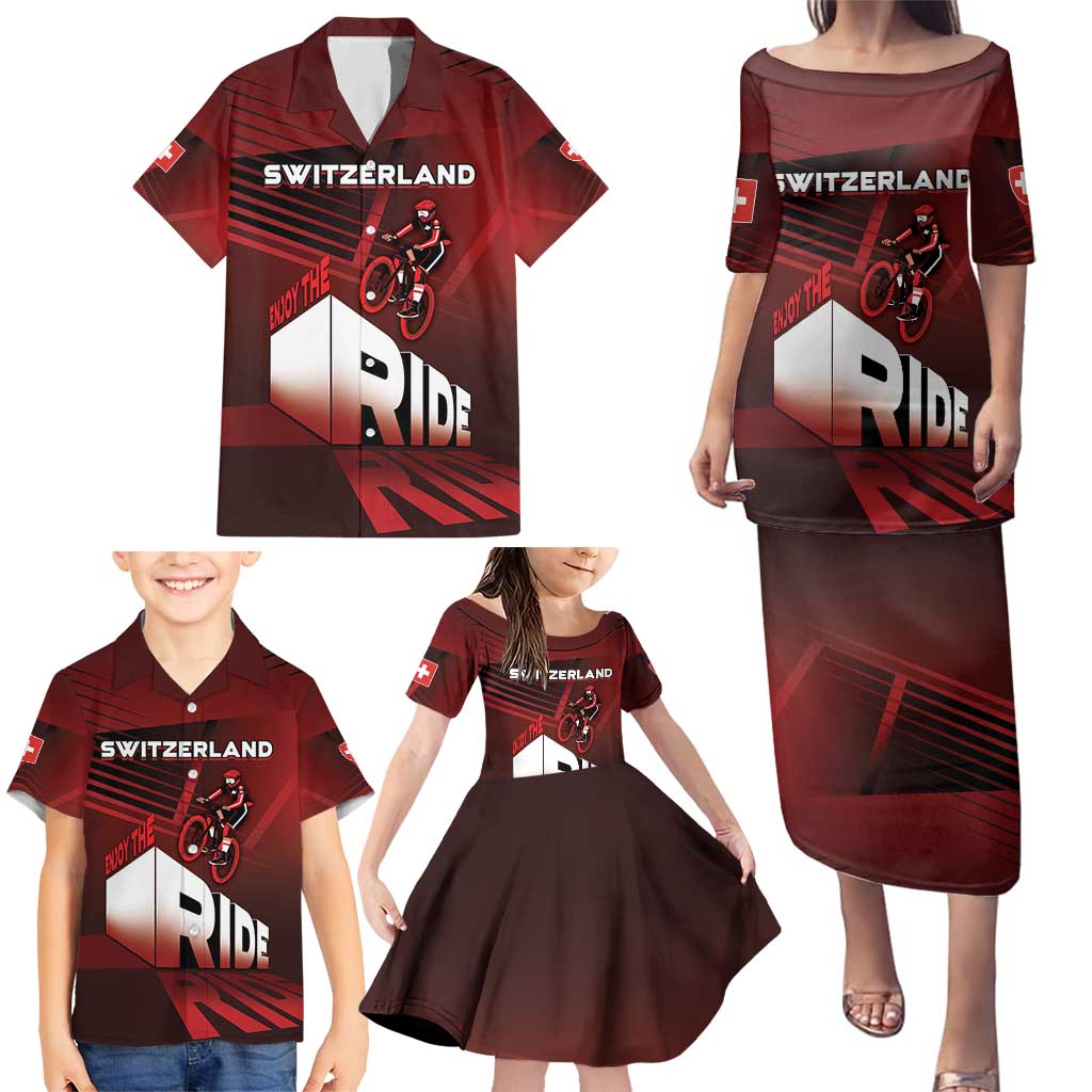 Personalized Switzerland Cycling Family Matching Puletasi and Hawaiian Shirt Sporty Style - Wonder Print Shop