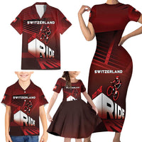 Personalized Switzerland Cycling Family Matching Short Sleeve Bodycon Dress and Hawaiian Shirt Sporty Style - Wonder Print Shop