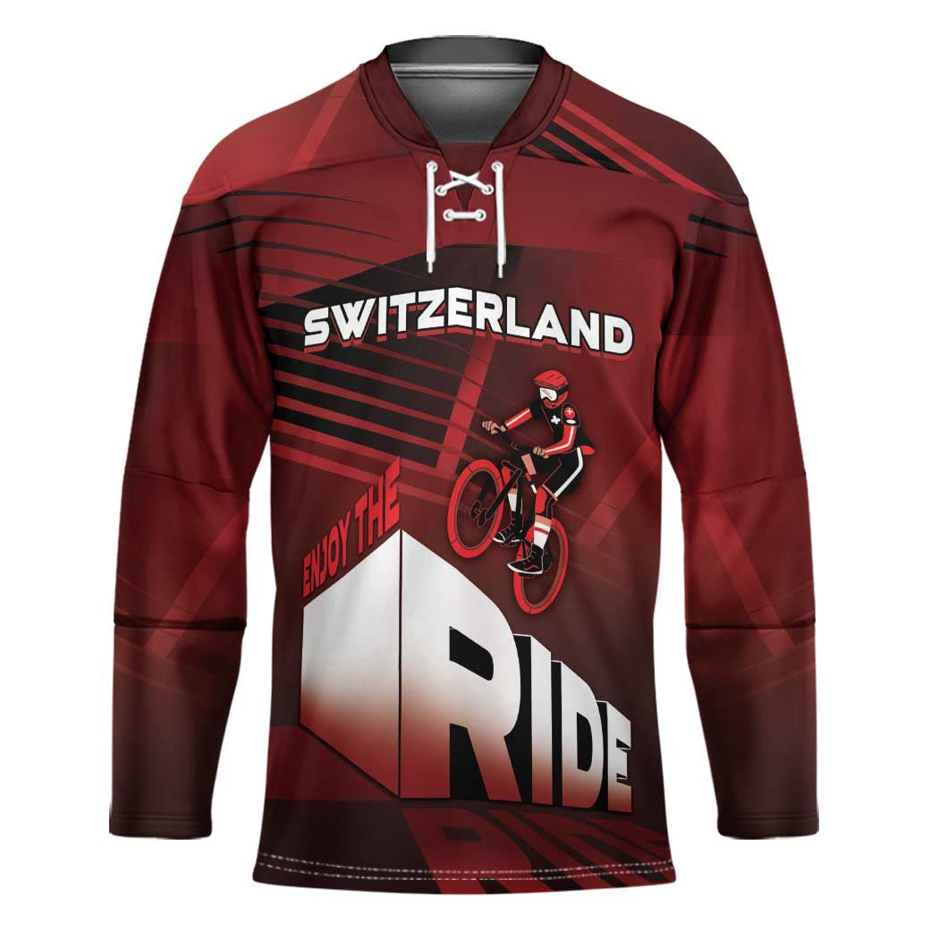 Personalized Switzerland Cycling Hockey Jersey Sporty Style - Wonder Print Shop